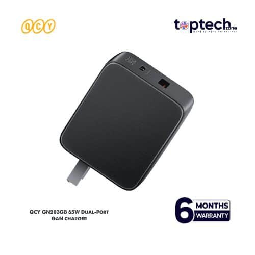 top tech zone (31) QCY GN203GB 65W Dual-Port GaN Charger - Image 1