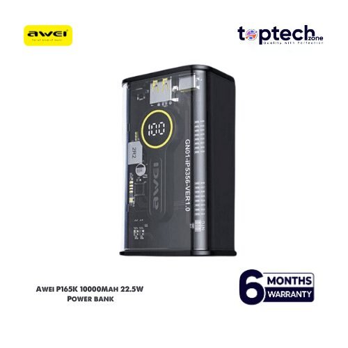 top tech zone - 2024-12-25T154226.588 Awei P165K 10000Mah 22.5W PD Fast Charging Power Bank - Image 1