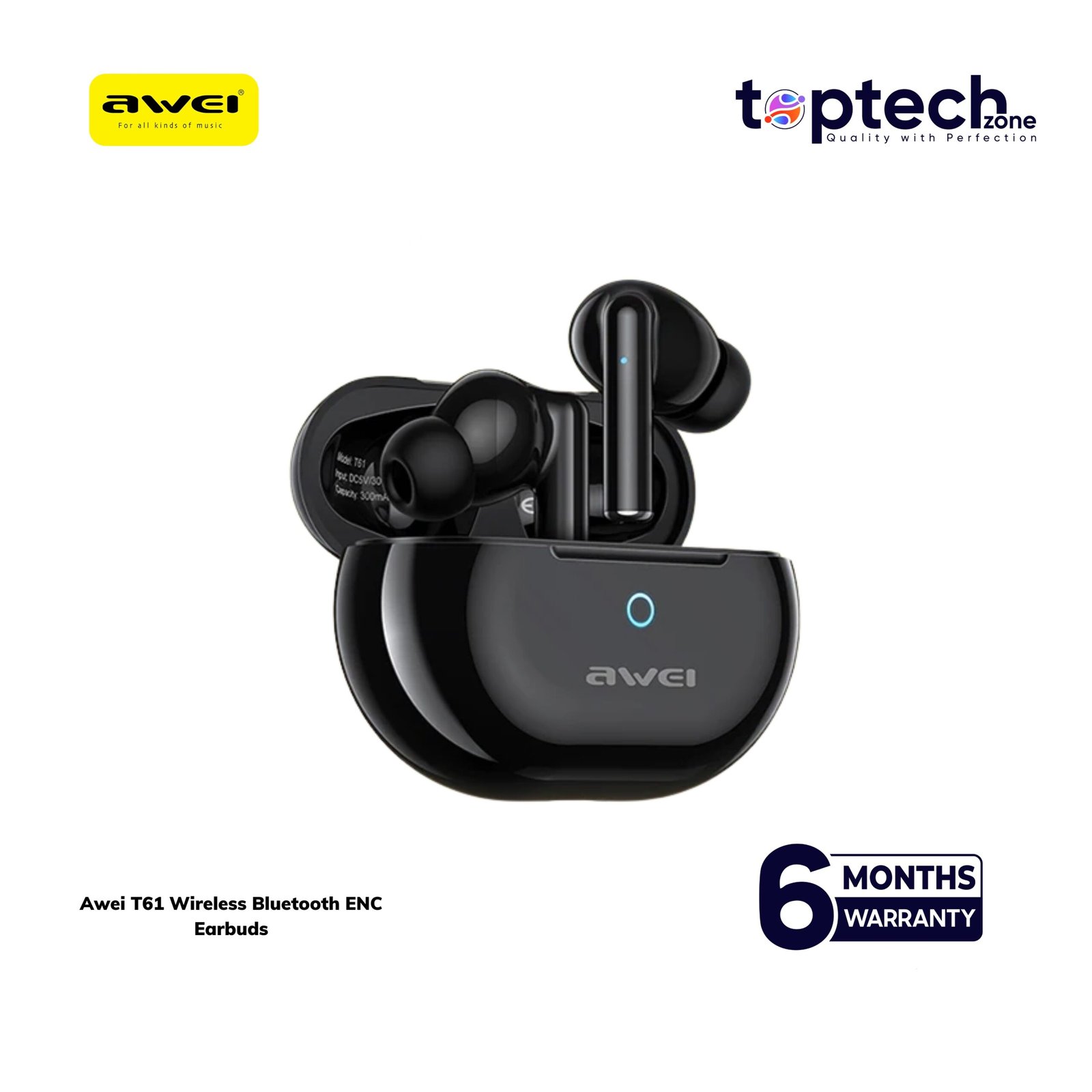 Awei Bangladesh - 2025-11-02T160411.874 Awei T61 Wireless Bluetooth ENC Earbuds - Image 1