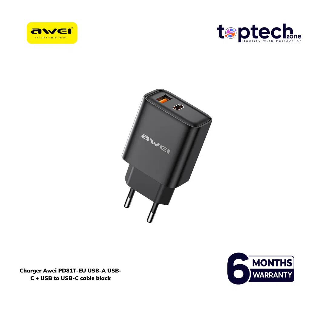 Awei PD81T-EU 22.5W GaN Fast Charger with Integrated USB-C Cable - Image 2
