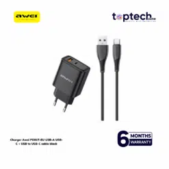 Awei PD81T-EU 22.5W GaN Fast Charger with Integrated USB-C Cable