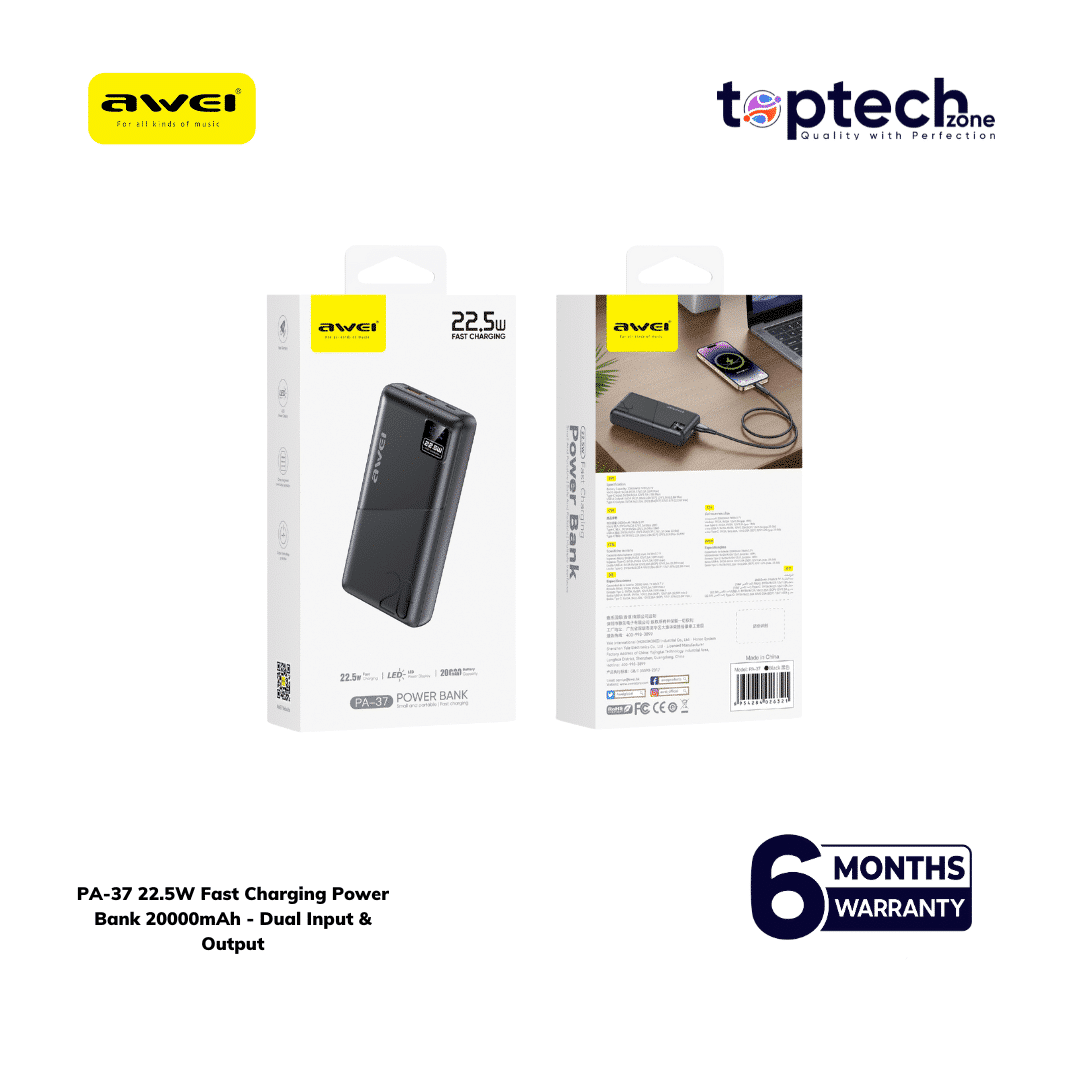 Awei PA-37 22.5W PD 20000mAh Fast Charging Digital Display Power Bank - Image 2