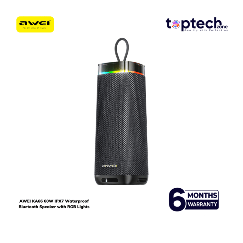 AWEI KA66 60W IPX7 Waterproof Bluetooth Speaker with RGB Lights - Top ...