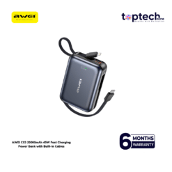 AWEI C03 20000mAh 45W Fast Charging Power Bank with Built-in Cables