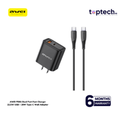 AWEI PD81 Dual Port Fast Charger 22.5W USB + 20W Type-C Wall Adapter