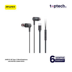 AWEI PC-9T Type-C Wired Earphones with HD Mic & 10mm Driver