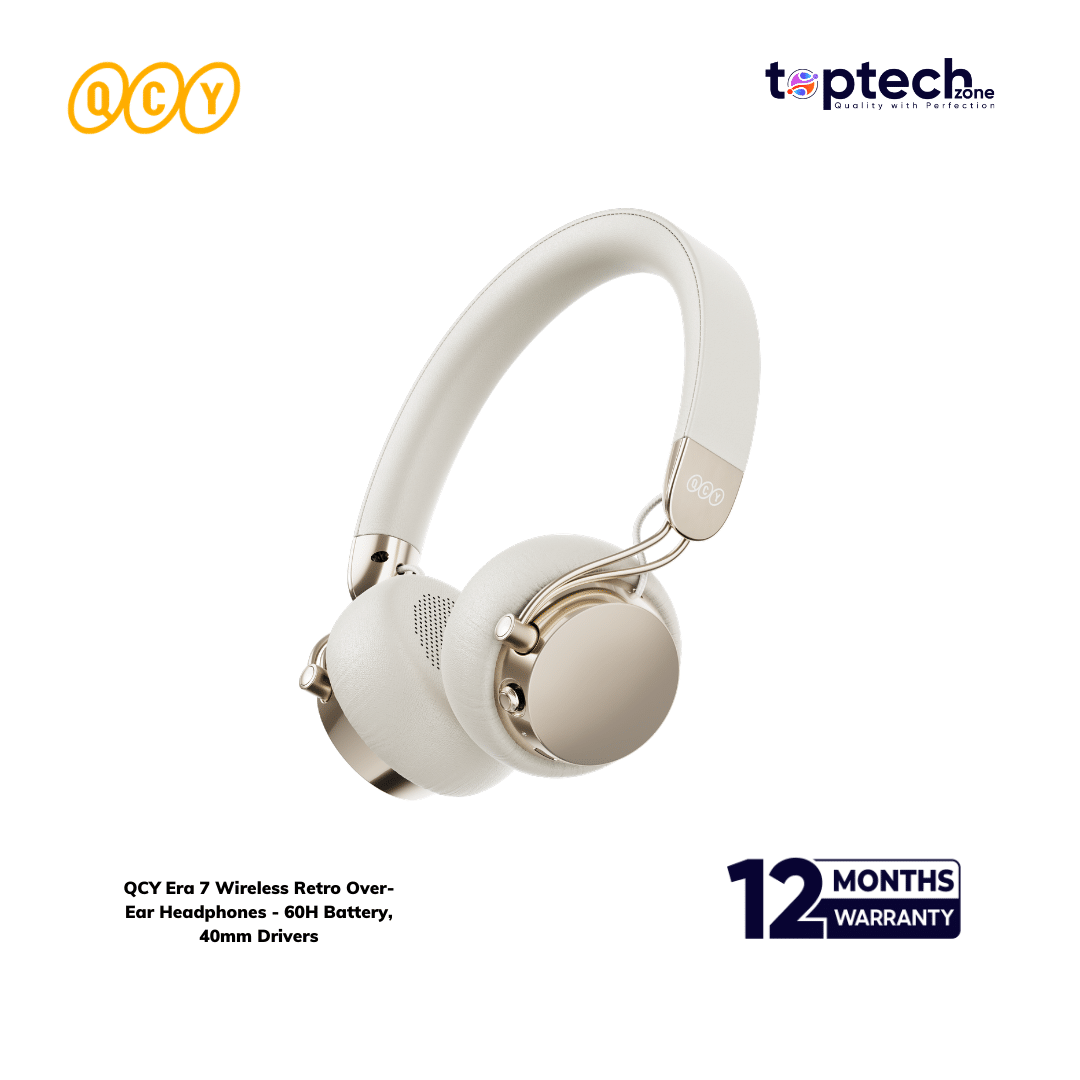 QCY Era 7 Wireless Retro Over-Ear Headphones - 60H Battery, 40mm Drivers - Image 2