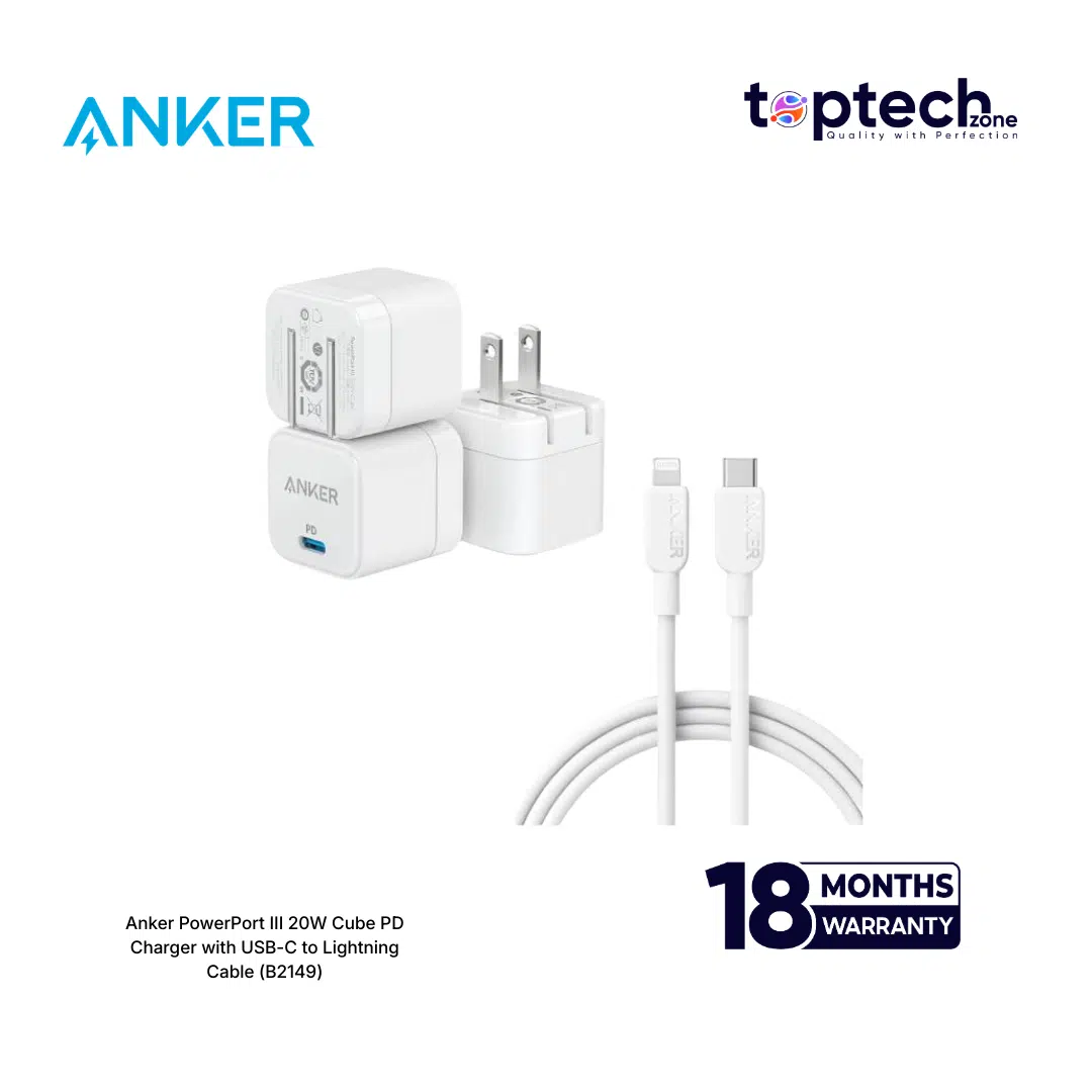 Anker PowerPort III 20W Cube PD Charger with USB-C to Lightning Cable (B2149)