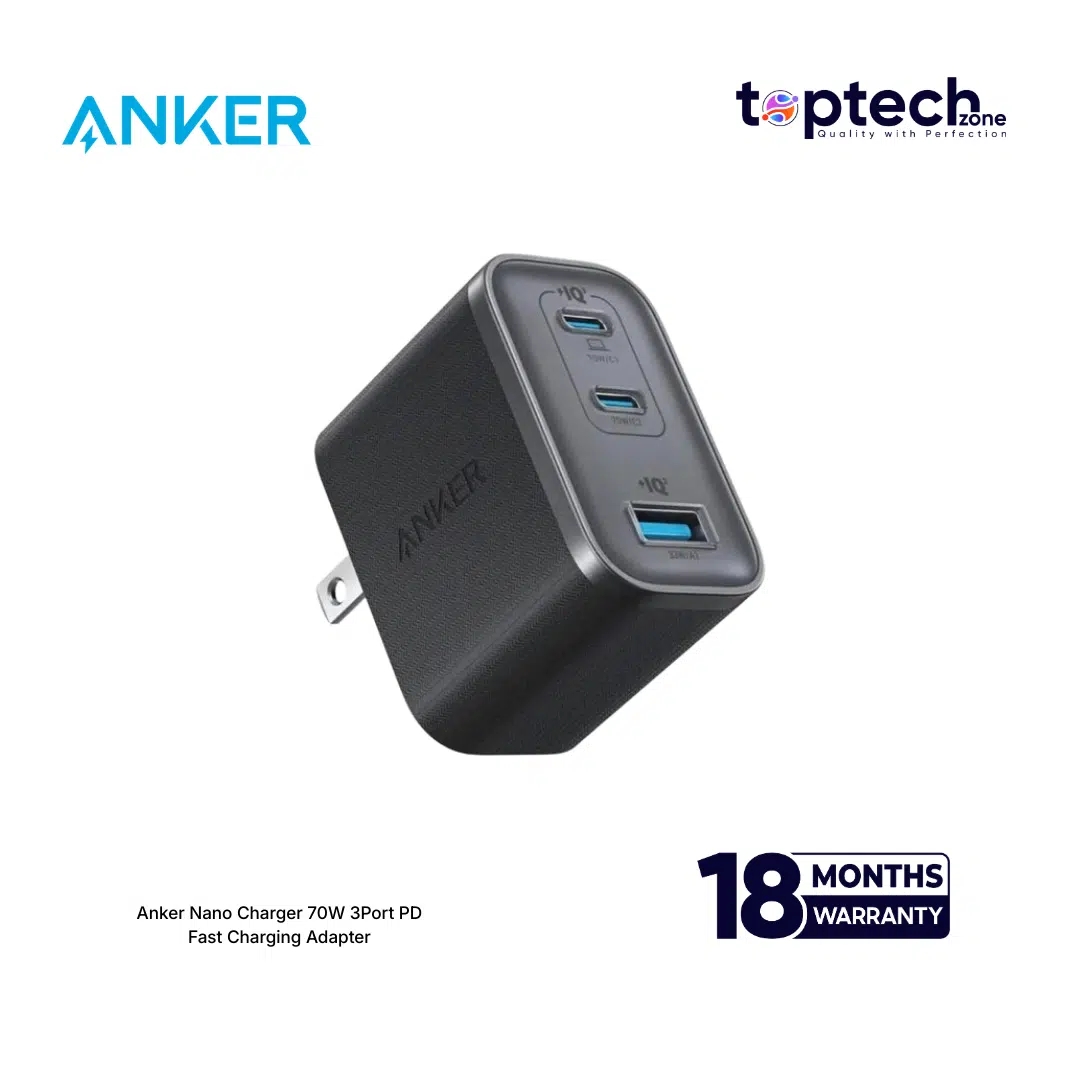 Anker Nano Charger 70W 3Port PD Fast Charging Adapter