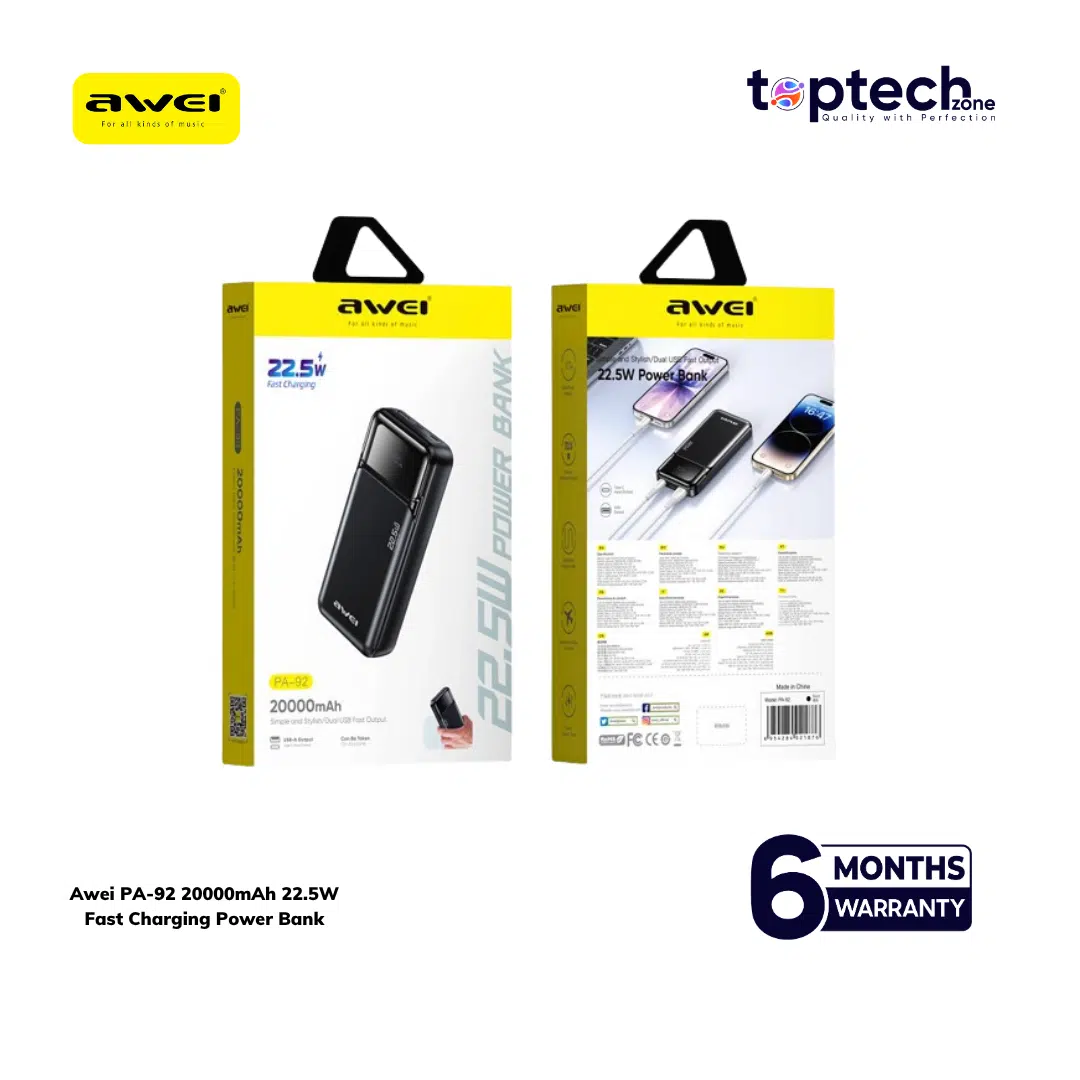 Awei PA‑92 20000mAh 22.5W Fast Charging Power Bank - Image 2