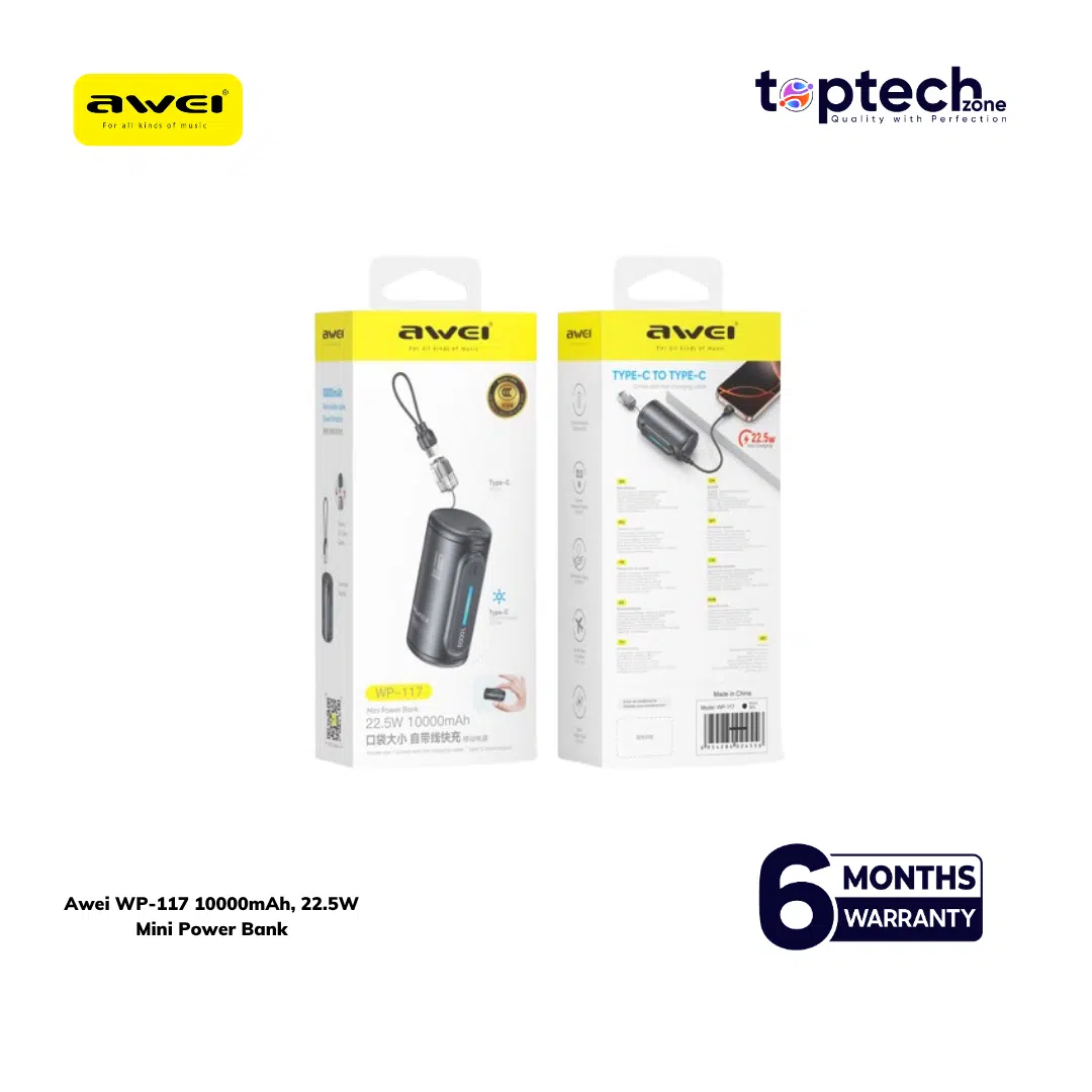 Awei WP‑117 10000mAh 22.5W Mini Power Bank - Image 2