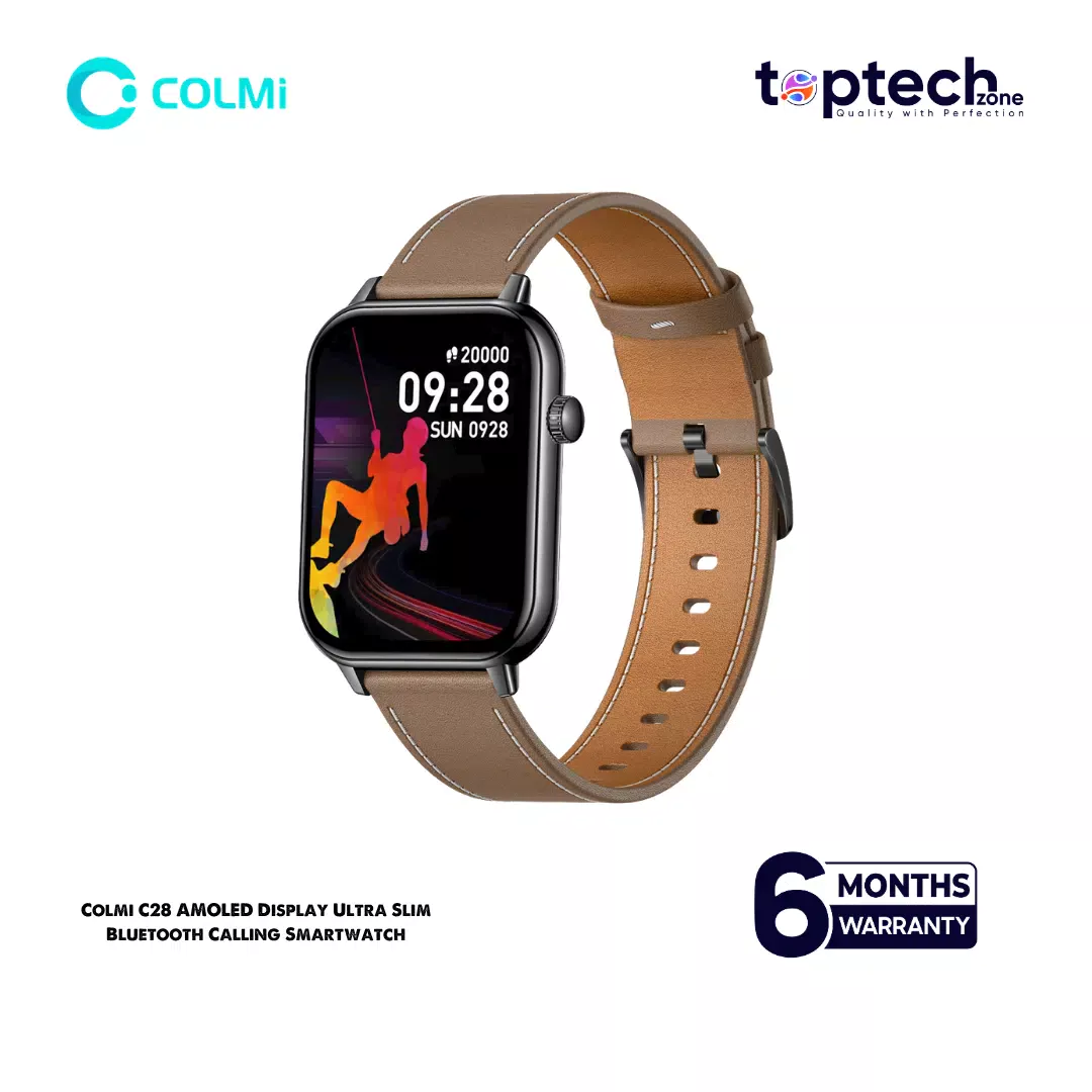 Colmi C28 AMOLED Display Ultra Slim Smartwatch With Leather Strap - Image 6