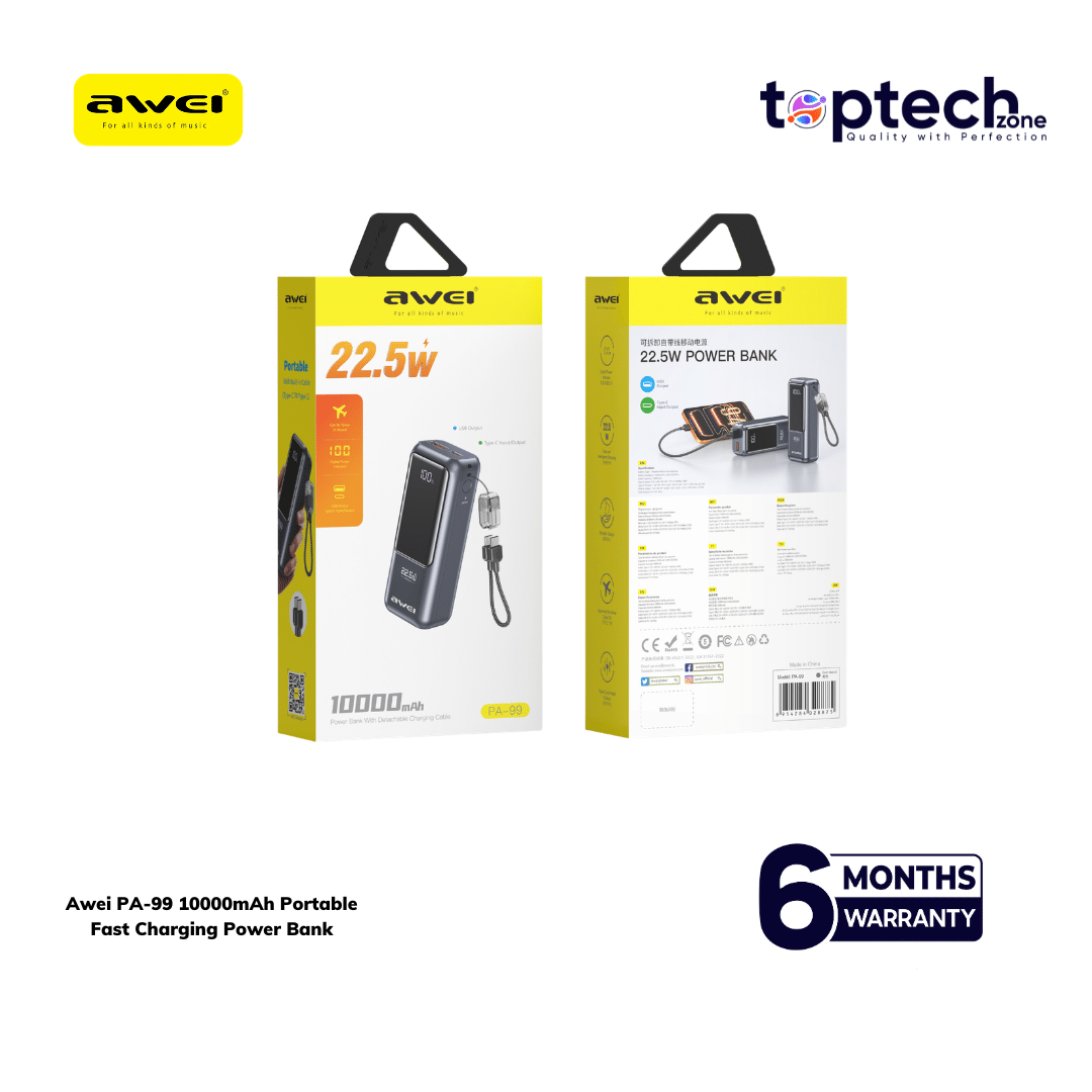Awei PA-99 10000mAh Portable Fast Charging Power Bank - Image 3