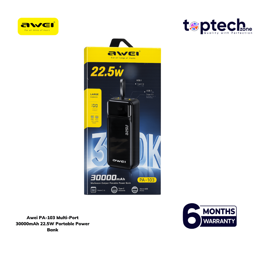Awei PA-103 Multi‑Port 30000mAh 22.5W Portable Power Bank - Image 2