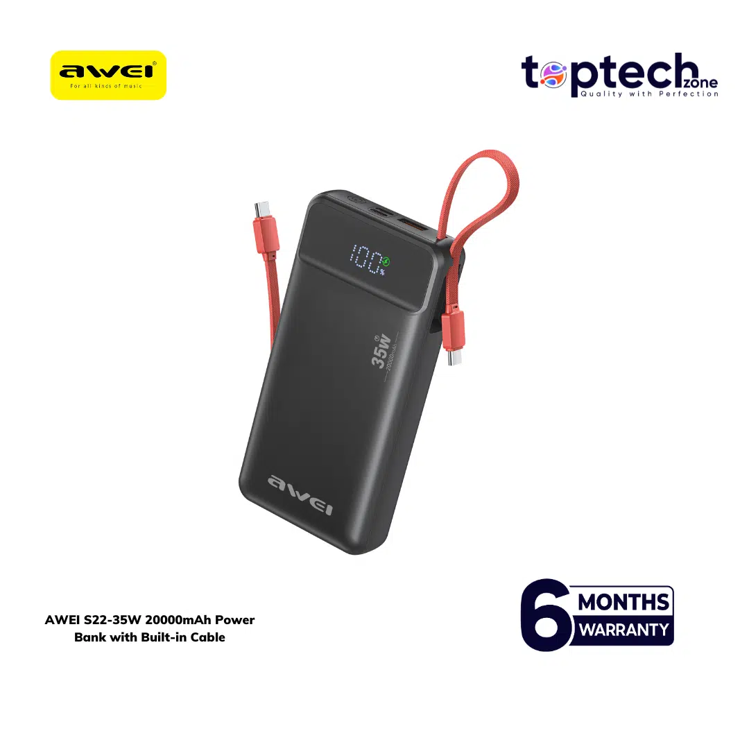 AWEI S22-35W 20000mAh Power Bank with Built-in Cable