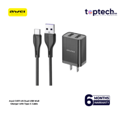 Awei C15T-US Dual USB Wall Charger with Type-C Cable