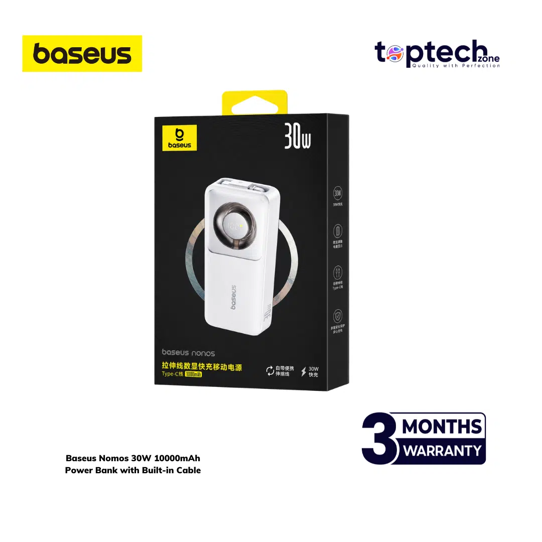 Baseus Nomos 30W 10000mAh Power Bank with Built‑in Cable - Image 2