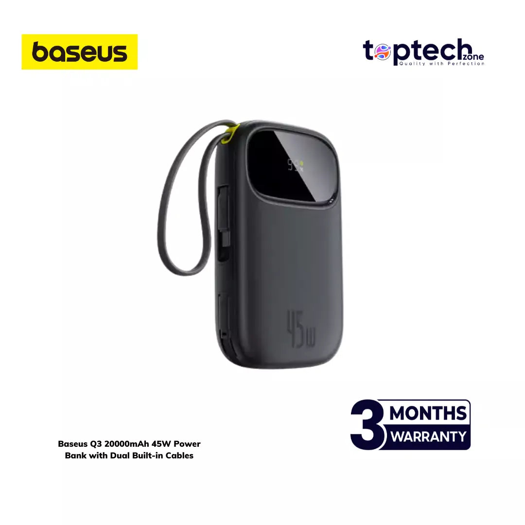 Baseus Q3 20000mAh 45W Power Bank with Dual Built-in Cables - Image 2