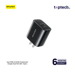 Awei PD85-US 22.5W Portable Mini Charger: Dual‑Port USB + Type‑C