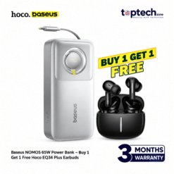 Baseus NOMOS 65W Power Bank – Buy 1 Get 1 Free Hoco EQ34 Plus Earbuds