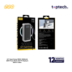 QCY HyperCharge PB30C 30000mAh 100W Power Bank with TFT Display & Built-in Cables