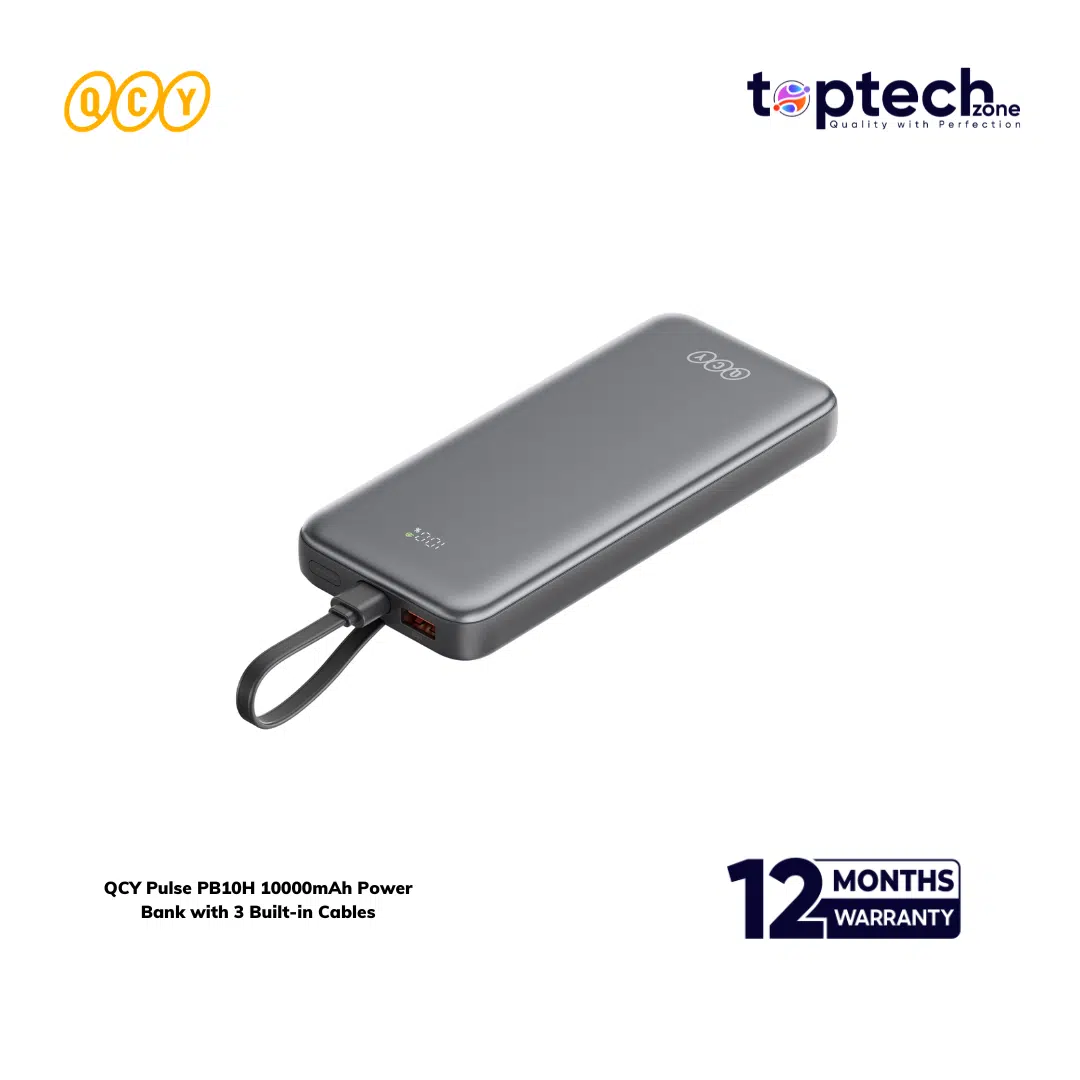 QCY Pulse PB10H 10000mAh Power Bank with 3 Built-in Cables - Image 5