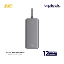 QCY Pulse PB20D 20000mAh Power Bank with 3 Built-in Cables