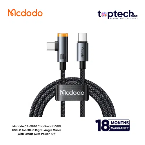 Mcdodo CA-5870 Cab Smart 100W USB-C to USB-C Right-Angle Cable with Smart Auto Power-Off - Image 2