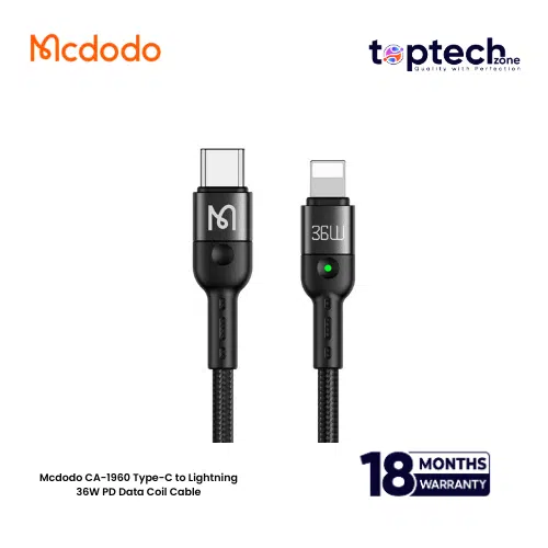 Mcdodo CA-1960 Type-C to Lightning 36W PD Data Coil Cable - Image 3