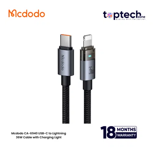 Mcdodo CA-6940 USB-C to Lightning 36W Cable with Charging Light - Image 2