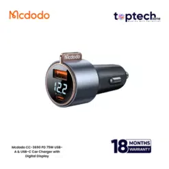 Mcdodo CC-3690 PD 75W USB-A & USB-C Car Charger with Digital Display