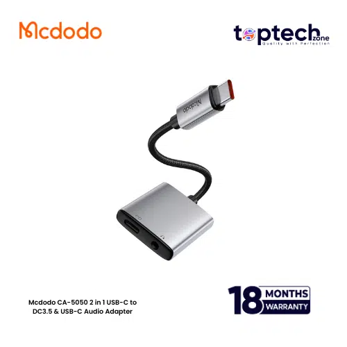 Mcdodo CA-5050 2 in 1 USB-C to DC3.5 & USB-C Audio Adapter - Image 2