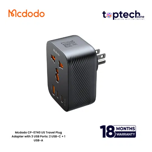 Mcdodo CP-0740 US Travel Plug Adapter with 3 USB Ports: 2 USB-C + 1 USB-A - Image 2