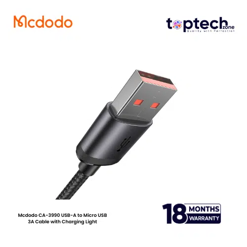 Mcdodo CA-3990 USB-A to Micro USB 3A Cable with Charging Light - Image 2
